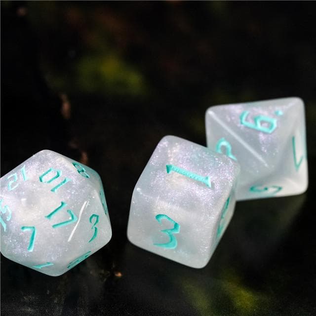 RPG Dice | "Moonstone Thorns" Turquoise Ink | Set of 7