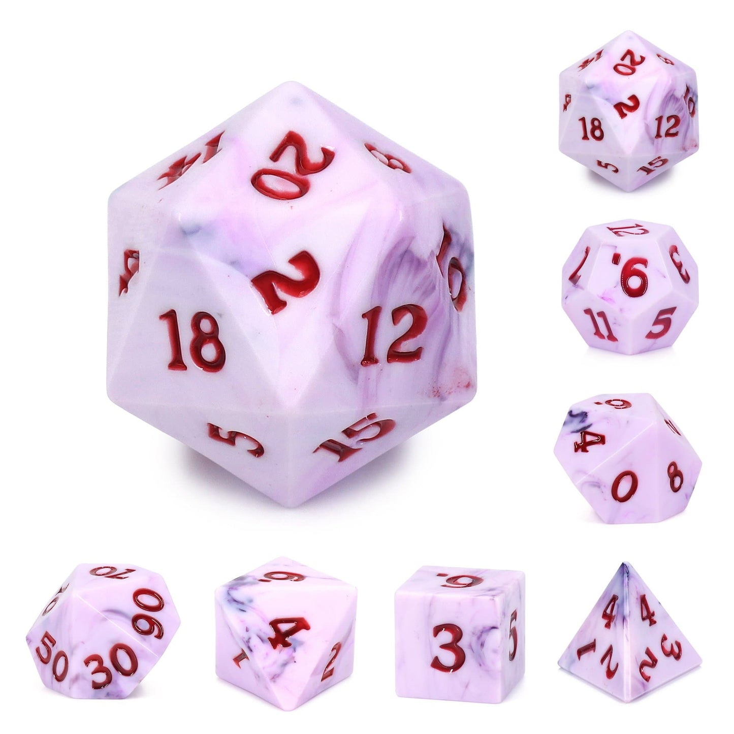 RPG Dice | "Blood and Bone" (Sharp Edged) | Set of 7