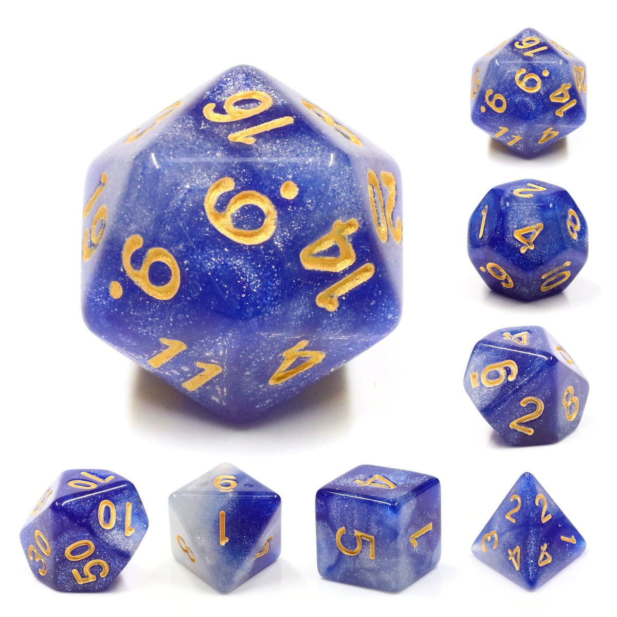 RPG Dice | "To Boldly Go" Gold Ink | Set of 7