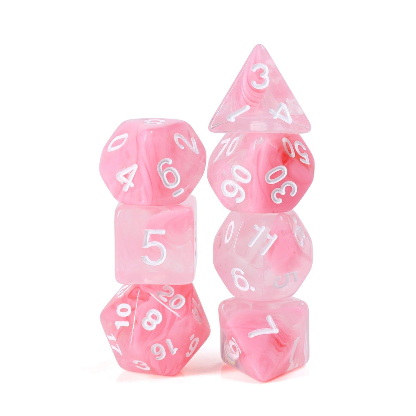 RPG Dice | "Pink Rose" | Set of 7