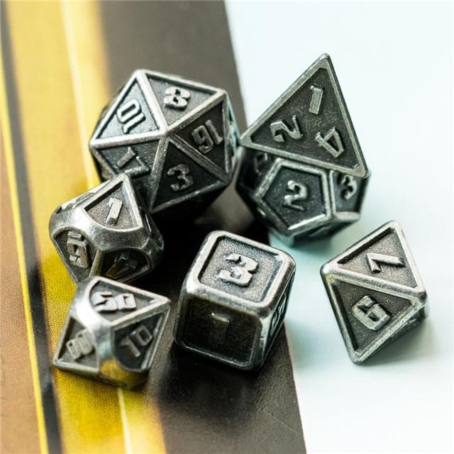 Polyhedral Dice Set | Metal | Mini Silver | Set of 7 (D1001)