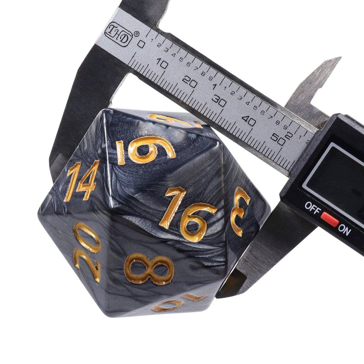 Colossal d20 (55mm) | Black Pearl w/ Gold Ink