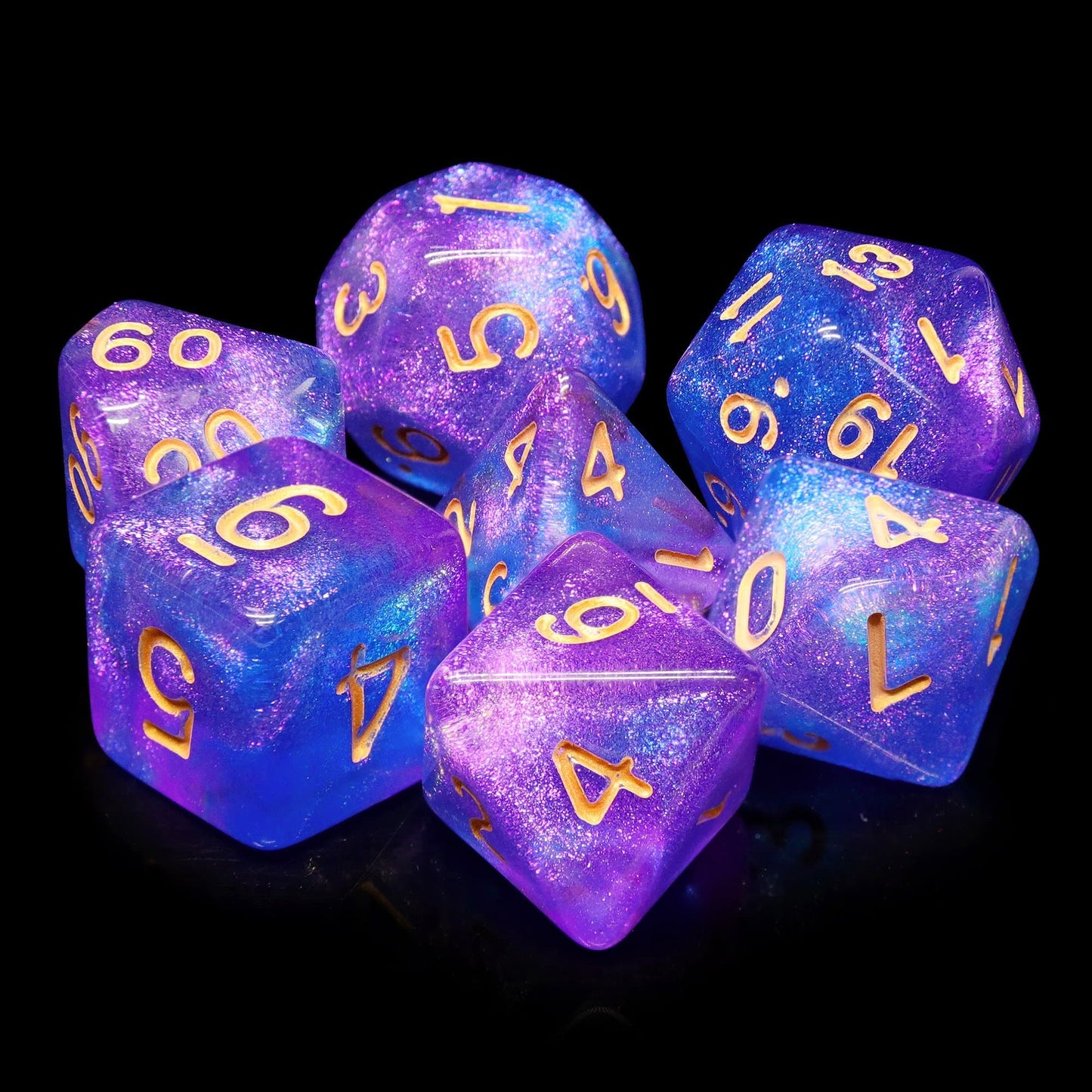 RPG Dice | "Straight On Til Morning" Gold Ink | Set of 7