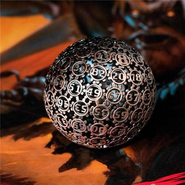 Metal Dice | d100 "Hollow Gear" Copper