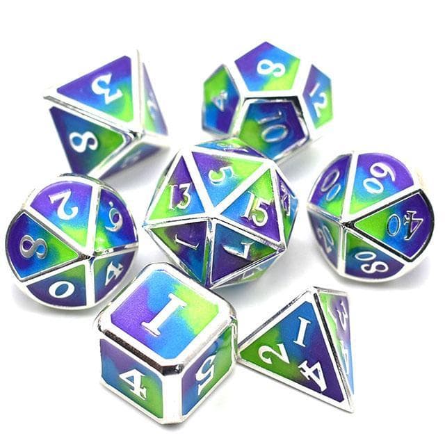 Metal Dice | "Monet" Enamel | Set of 7