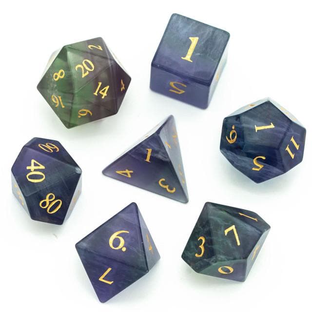 Gemstone Dice | Natural Fluorite | Set of 7