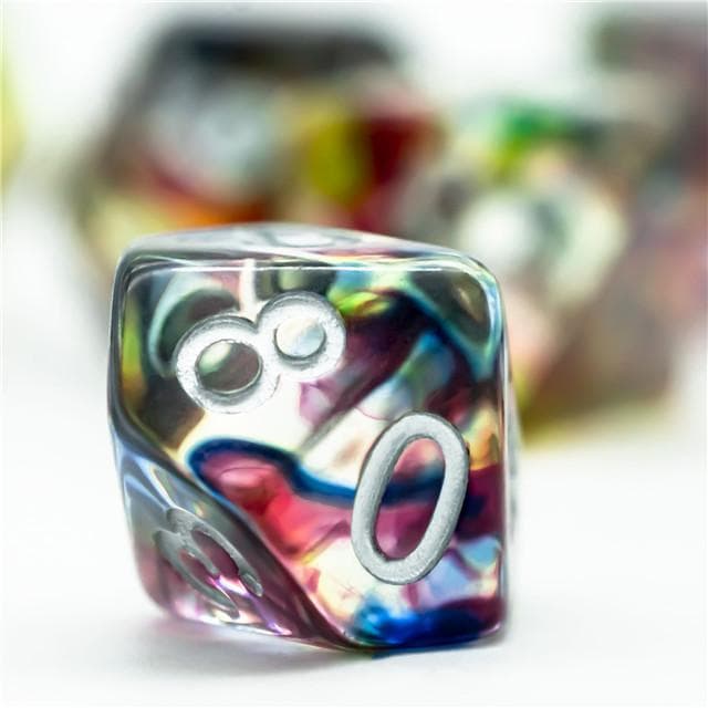 Polyhedral Dice Set | Resin | "Stained Glass" Purple & Blue | Set of 7 (D0145)