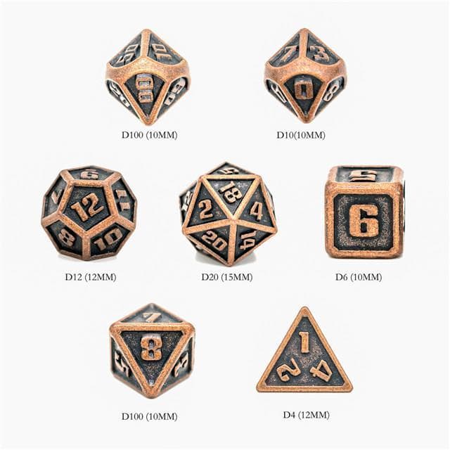 Polyhedral Dice Set | Metal | Mini Copper | Set of 7 (D1003)