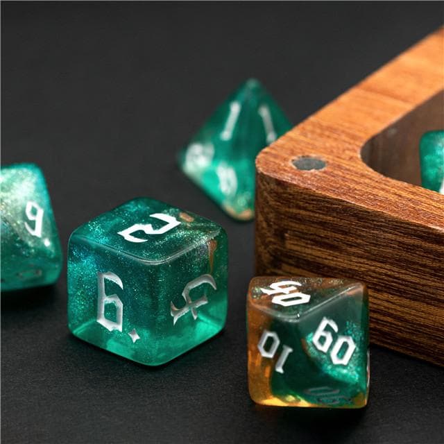 RPG Dice | "Gaea Thorns" White Ink | Set of 7