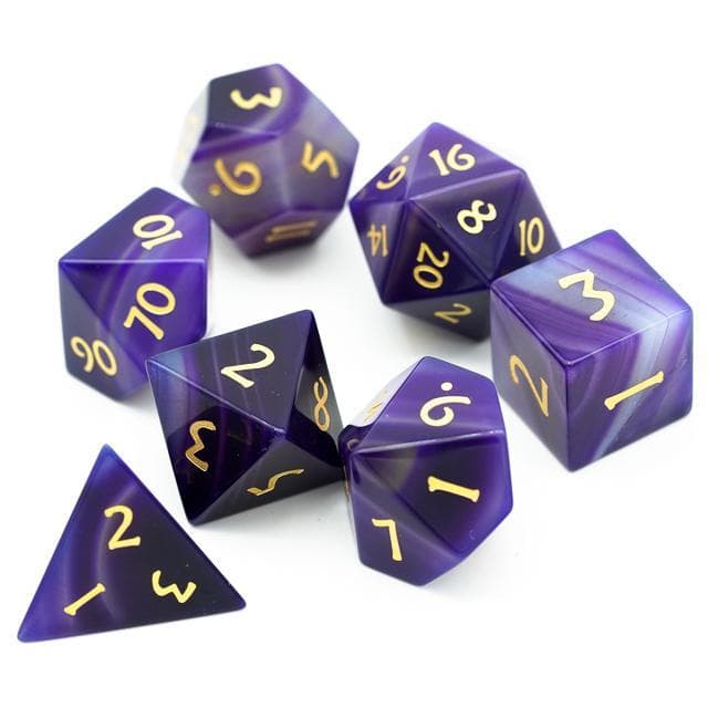 Gemstone Dice | Purple Agate | Set of 7