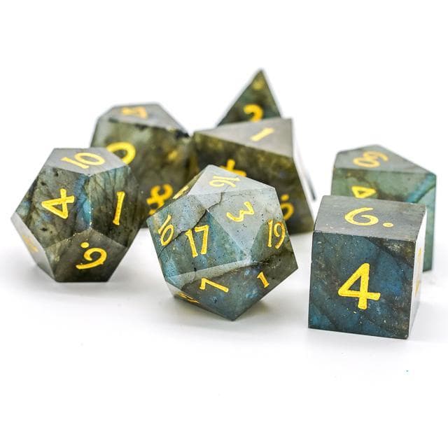 Gemstone Dice | Natural Labradorite | Set of 7