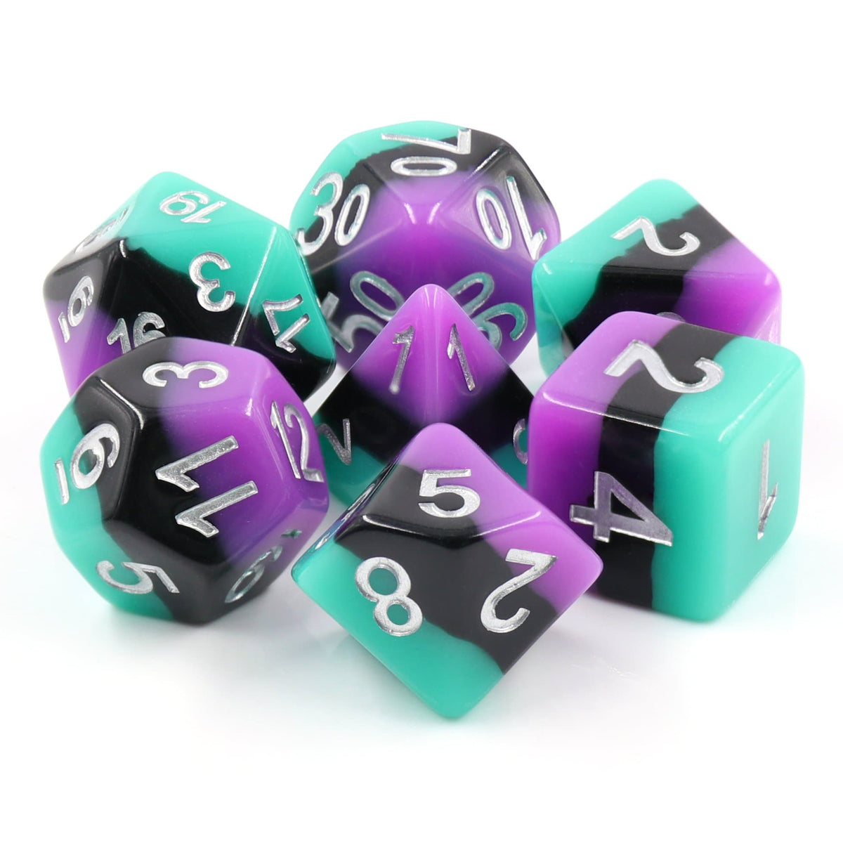 Polyhedral Dice Set | Acrylic | Pastel Candy "Liquorice" | Set of 7 (D0036)