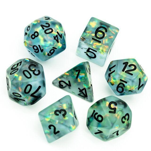 RPG Dice - "Frosted Shimmer" Blue - Set of 7