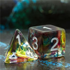 Polyhedral Dice Set | Resin | "Stained Glass" Purple & Blue | Set of 7 (D0145)