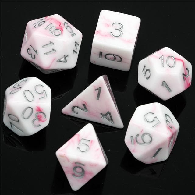 Polyhedral Dice Set | Acrylic | "Pink Marble" | Set of 7 (D0109)