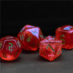 Polyhedral Dice Set | Acrylic | "Strawberry Thorns" Green Ink | Set of 7 (D0184)