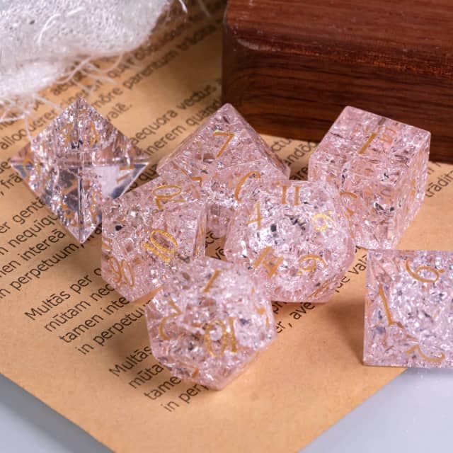 Glass Dice | Pink Fractal | Set of 7