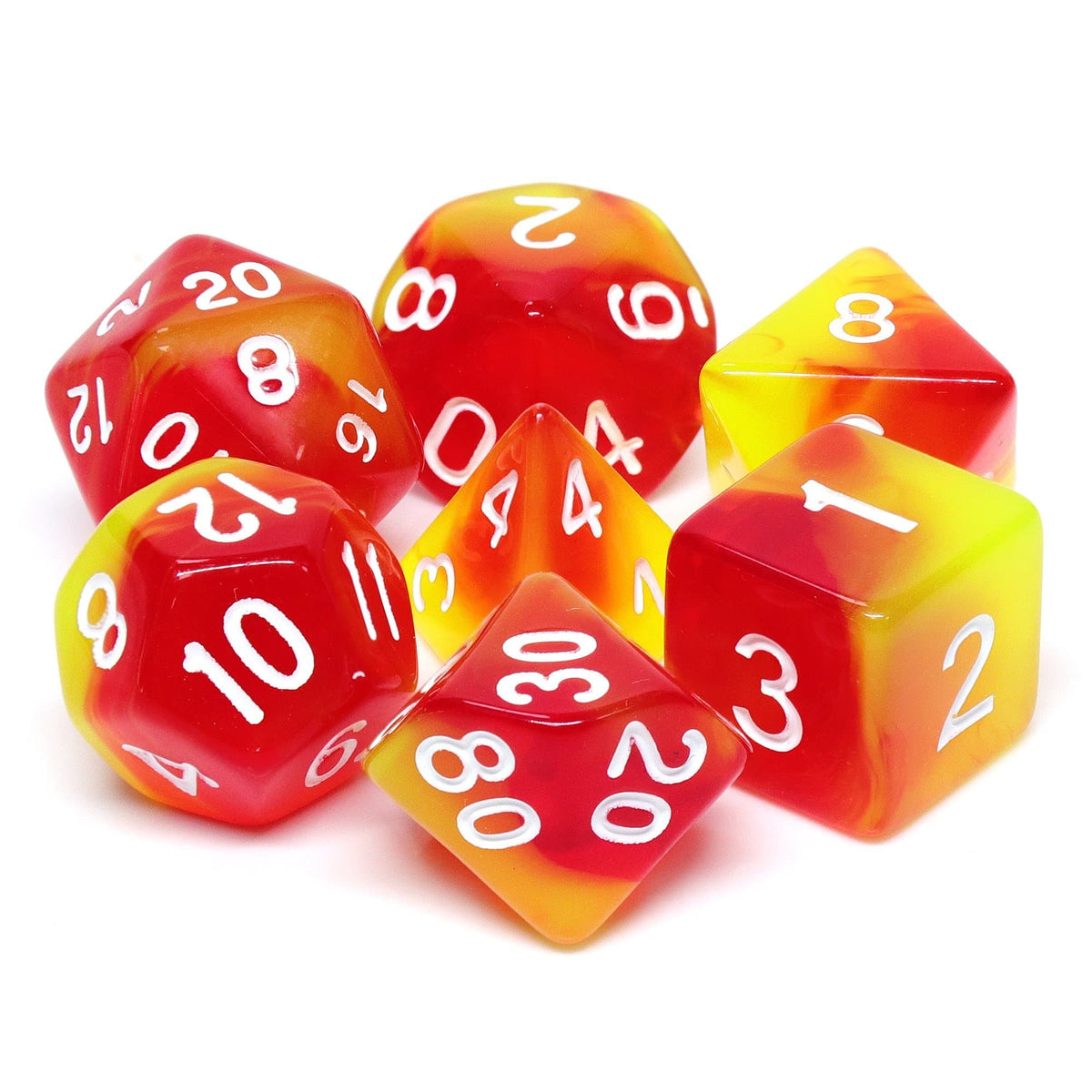 Polyhedral Dice Set | Acrylic | "Rising Phoenix" | Set of 7 (D0095)