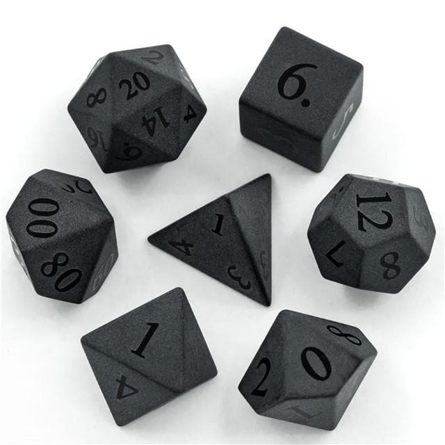 Gemstone Dice | New Matte Obsidian | Set of 7