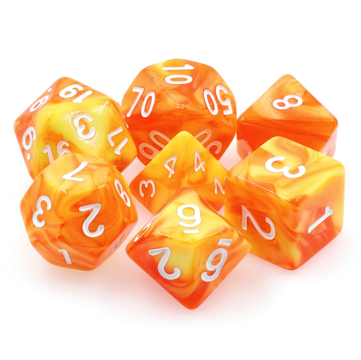 RPG Dice | "Citrus Sorbet" | Set of 7