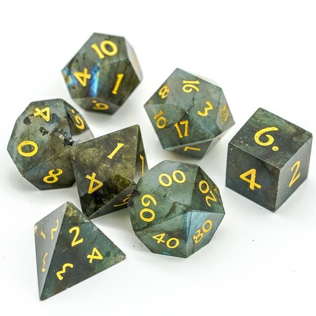 Gemstone Dice | Natural Labradorite | Set of 7