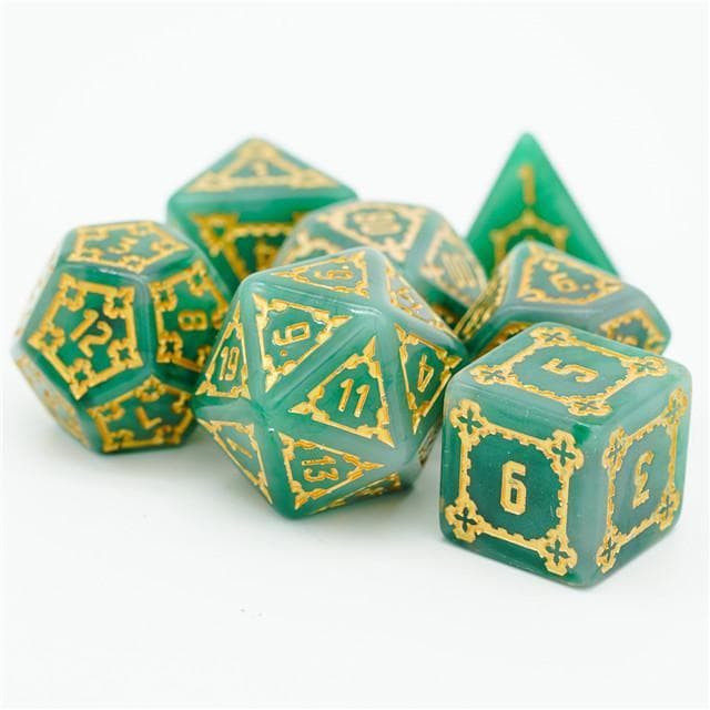 Large RPG Dice | "Chunky Castle" Green | Set of 7