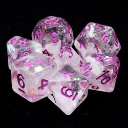 RPG Dice | "Flurry of Blossoms" (Pink Ink) | Set of 7