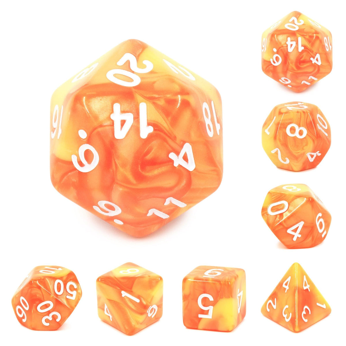 RPG Dice | "Citrus Sorbet" | Set of 7