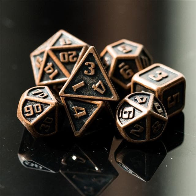 Polyhedral Dice Set | Metal | Mini Copper | Set of 7 (D1003)
