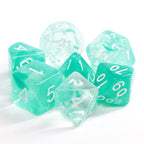 Polyhedral Dice Set | Acrylic | "Polar Ice" (White Ink) | Set of 7 (D0147)