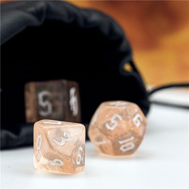 RPG Dice | "Champagne Thorns" White Ink | Set of 7