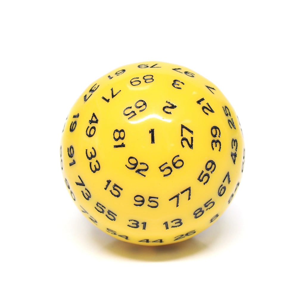 RPG Dice | d100 | Solid Yellow | Black Ink