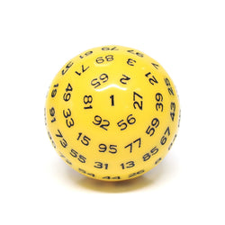 RPG Dice | d100 | Solid Yellow | Black Ink