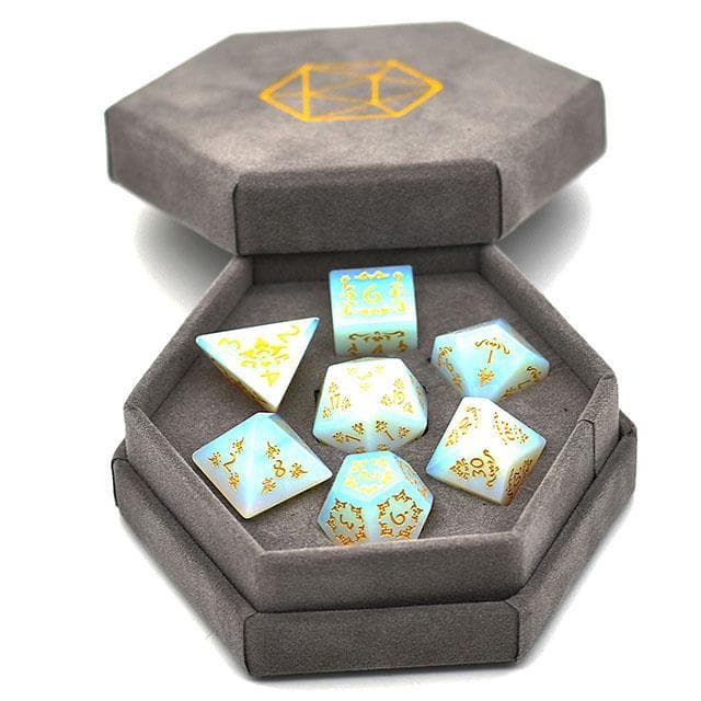 Gemstone Dice - Opalite Filigree - Set of 7