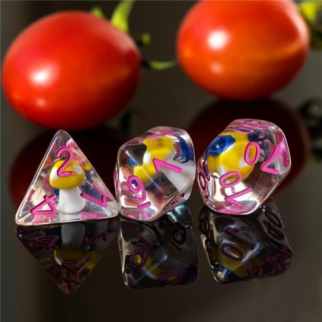 RPG Dice | "Magic Mushroom" Yellow | Set of 7
