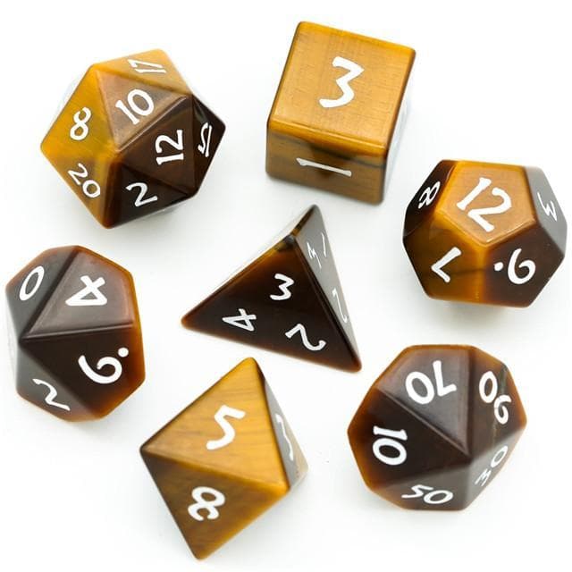 Gemstone Dice | Natural Tiger's Eye | Set of 7