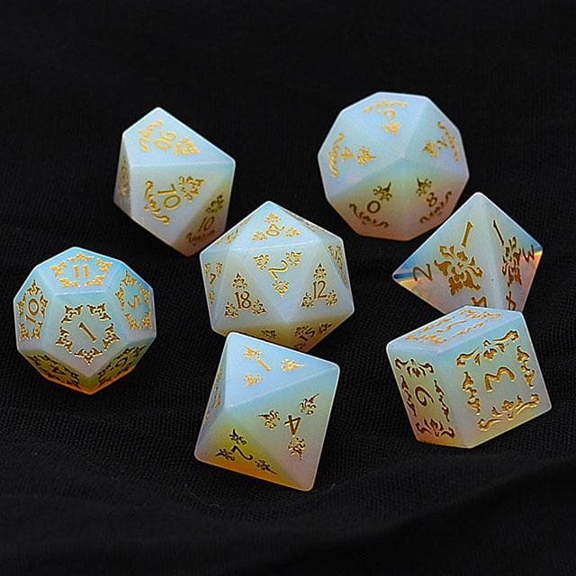 Gemstone Dice - Opalite Filigree - Set of 7