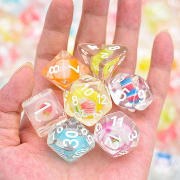 RPG Dice | "Tempting Treat" (20mm with real suspended candy) | Set of 7