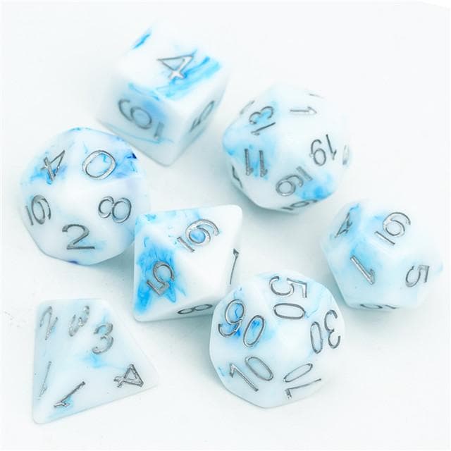 Polyhedral Dice Set | Acrylic | "Blue Marble" | Set of 7 (D0110)