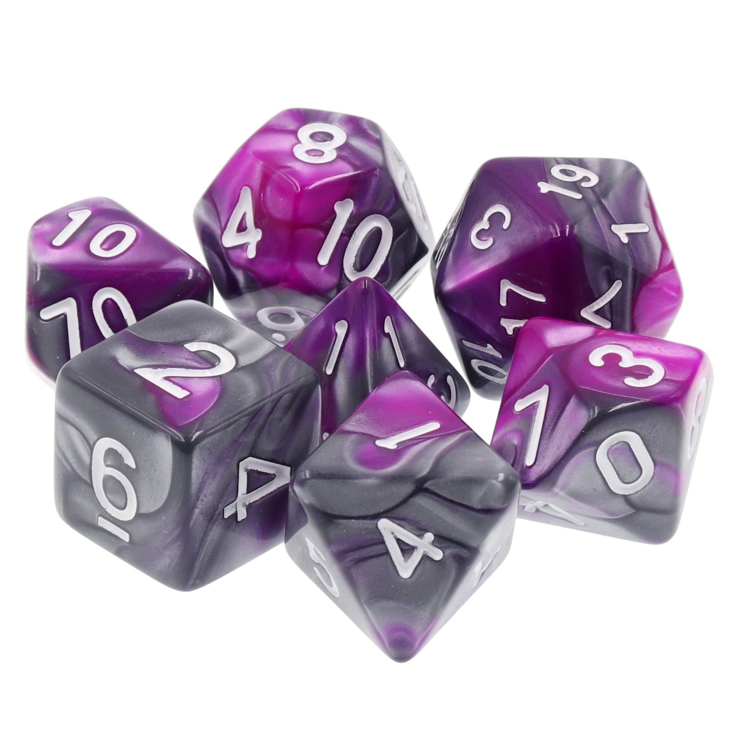 RPG Dice | "Eldritch Iron" Blend Silver Purple | Set of 7