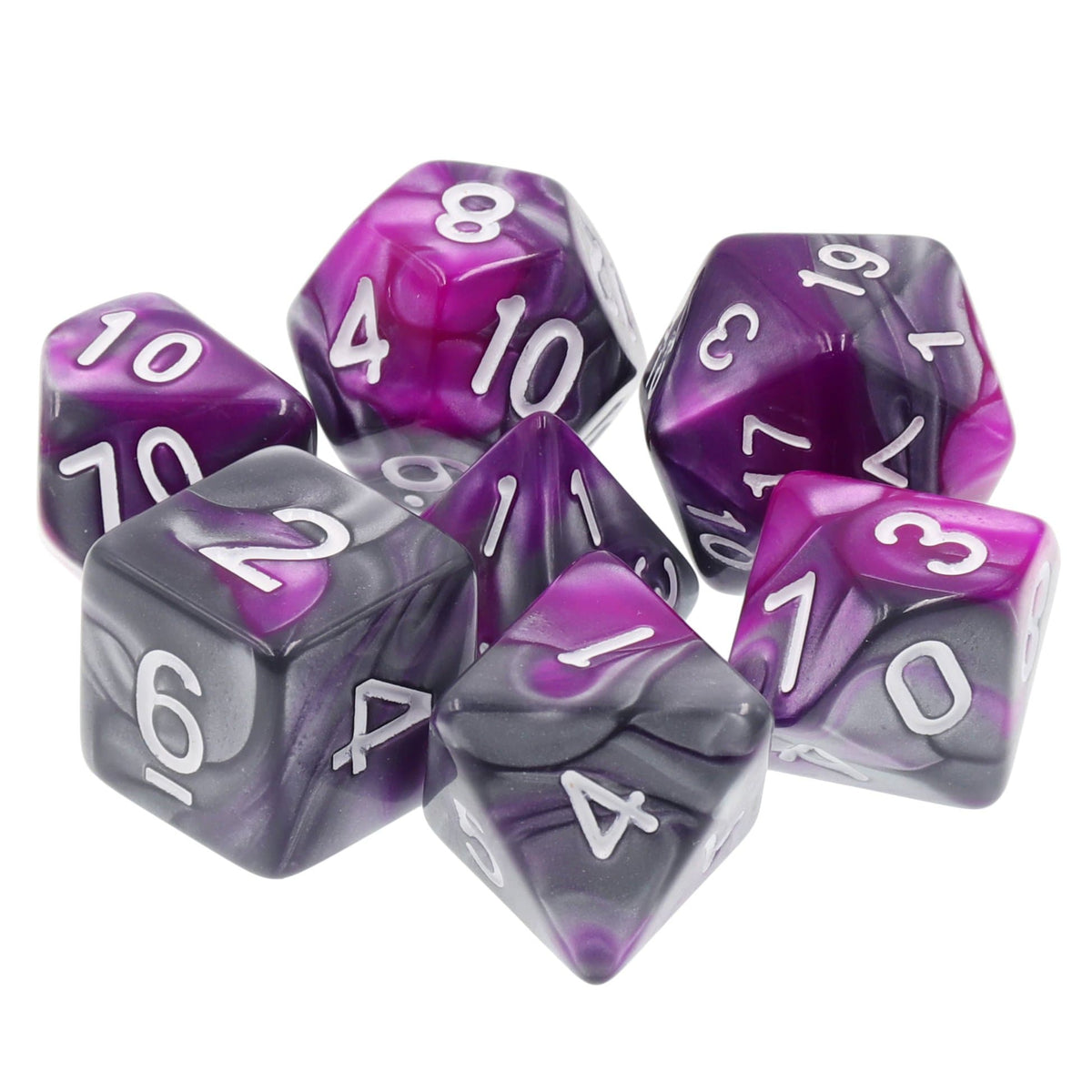 RPG Dice | "Eldritch Iron" Blend Silver Purple | Set of 7