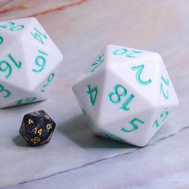 Colossal d20 (55mm) | White w/ Teal Ink