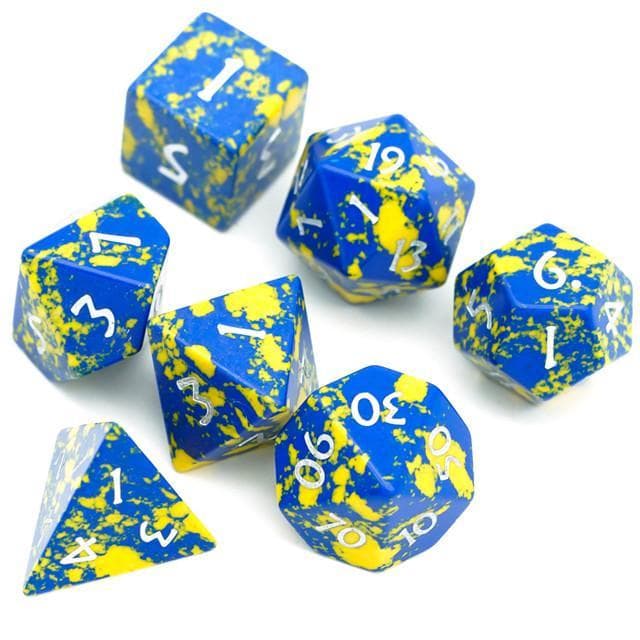 Polyhedral Dice Set | Gemstone | Howlite Blue & Yellow | Set of 7 (D0213)