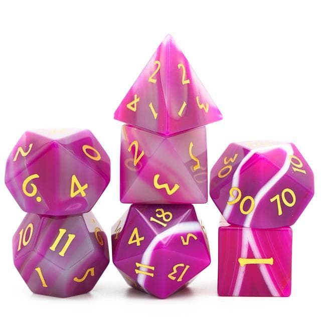 Gemstone Dice | Pink Agate | Set of 7