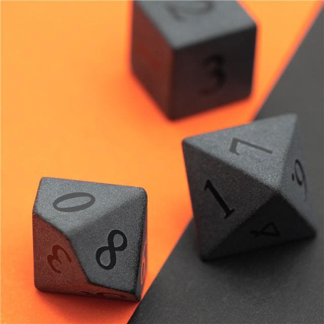 Gemstone Dice | New Matte Obsidian | Set of 7