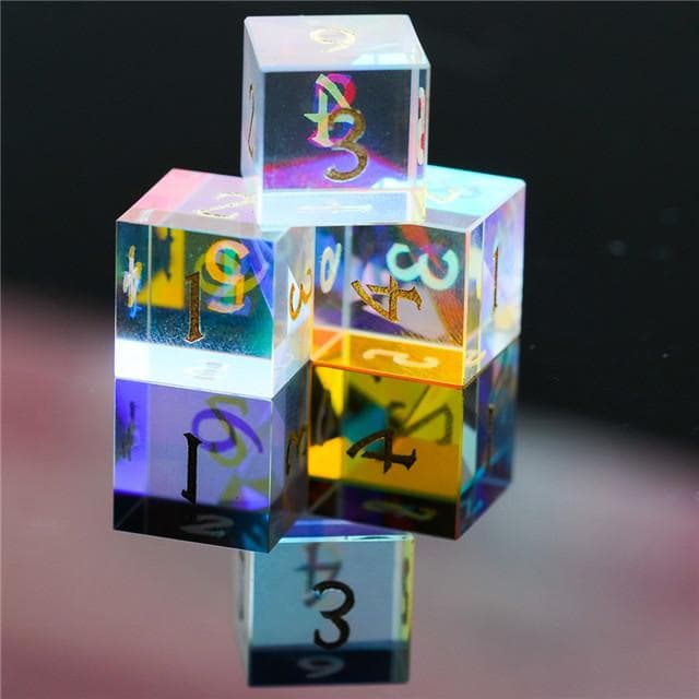 Gemstone Dice | 15mm Rainbow Crystal | Single d6