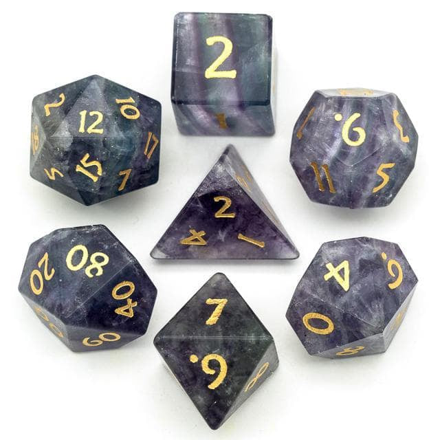 Gemstone Dice | Natural Fluorite | Set of 7