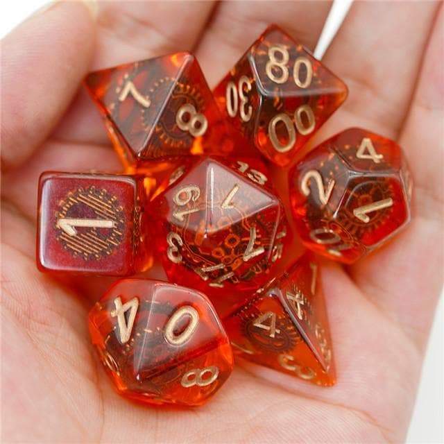 RPG Dice | "Infernal Engine" Suspended Gear | Set of 7