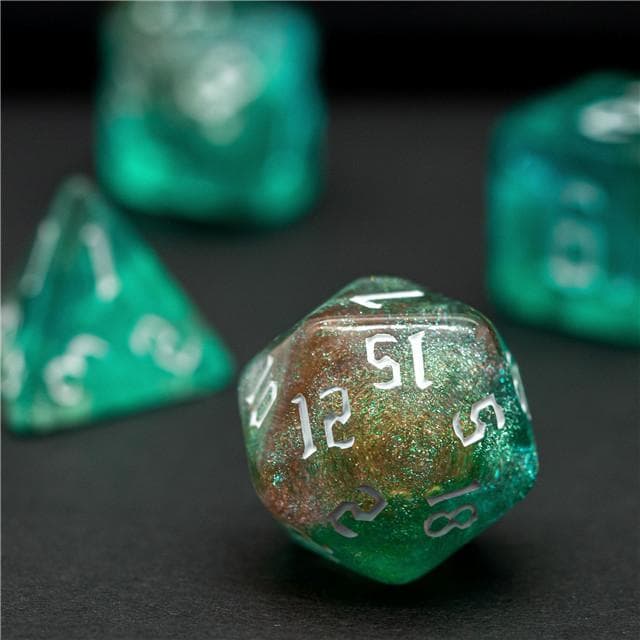 RPG Dice | "Gaea Thorns" White Ink | Set of 7