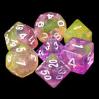 Polyhedral Dice Set | Acrylic | "Eldritch Blast" (White Ink) | Set of 7 (D0077)